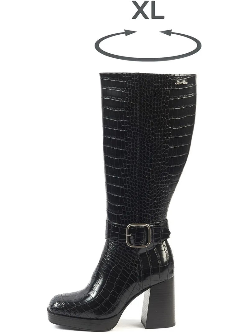 Bottes mollets larges XL - Nina Noir - Kiabi