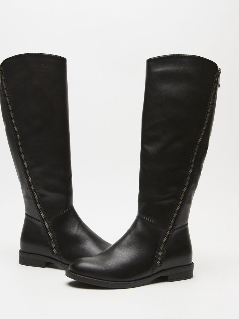 Bottes montantes avec fermeture éclair en similicuir BATA Noir - Kiabi