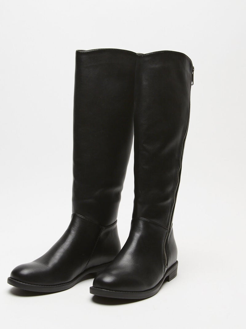 Bottes montantes avec fermeture éclair en similicuir BATA Noir - Kiabi