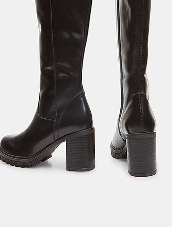 Bottes montantes en cuir avec talon et semelle crantée BATA