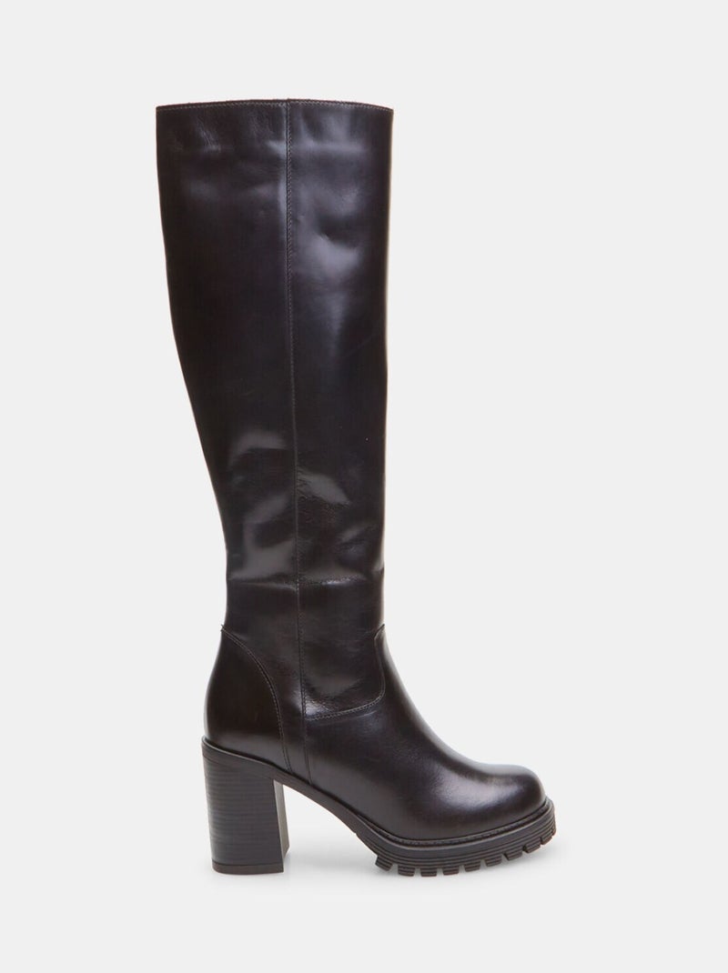 Bottes montantes en cuir avec talon et semelle crantée BATA Noir - Kiabi