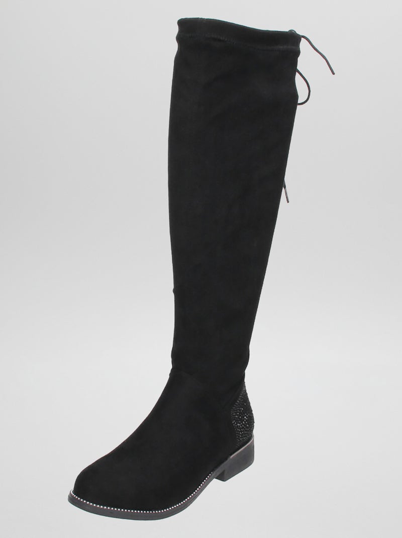 Bottes Montantes Femme En Daim – Talons Carrés, Mollet Large Froncé, Semelle Antidérapante – Mode Hiver 2025 Confortable