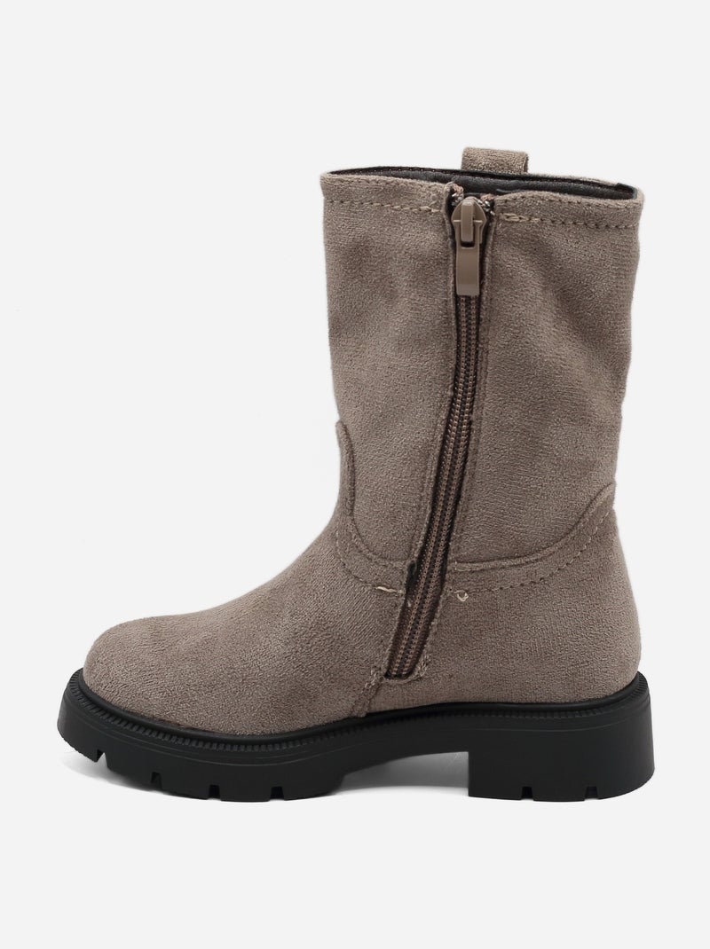 Bottes montantes Taupe - Kiabi