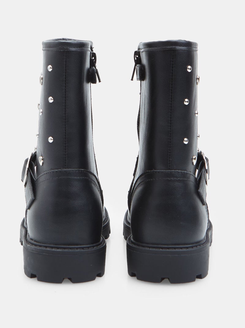 Bottes motard avec boucle et applications Bata Noir - Kiabi