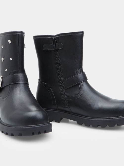 Bottes motard avec boucle et applications Bata - Kiabi