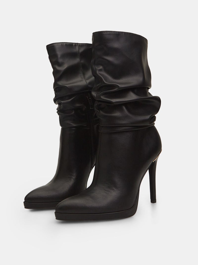 Bottes plissées avec talon aiguille BATA Noir - Kiabi