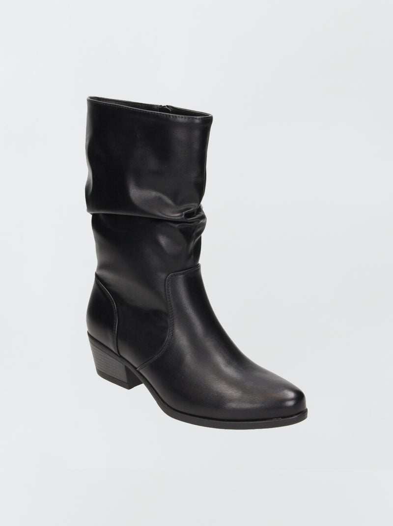 Bottes plissées en simili Noir - Kiabi