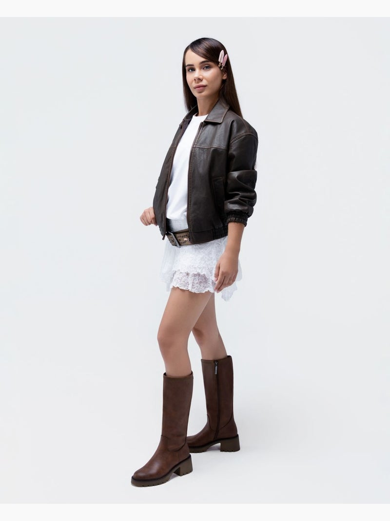 Bottes pour femme avec fermeture éclair Camel - Kiabi