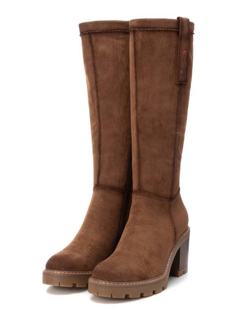 Bottes pour femme avec fermeture éclair Camel - Kiabi