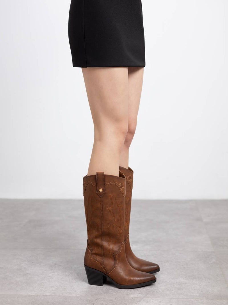 Bottes pour femme style cowboy Camel - Kiabi