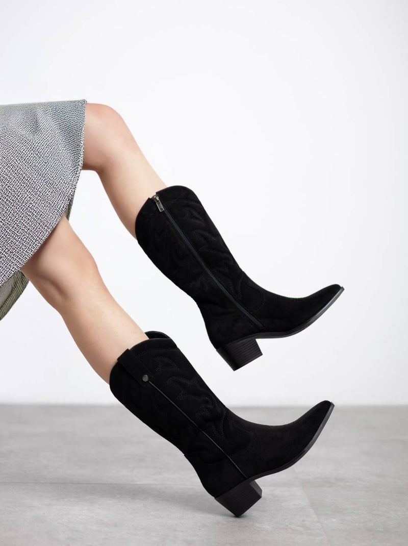 Bottes pour femme style cowboy Noir - Kiabi