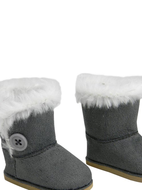 Bottes pour poupées 18 pouces en simili daim gris, chaussures de poupée - Kiabi