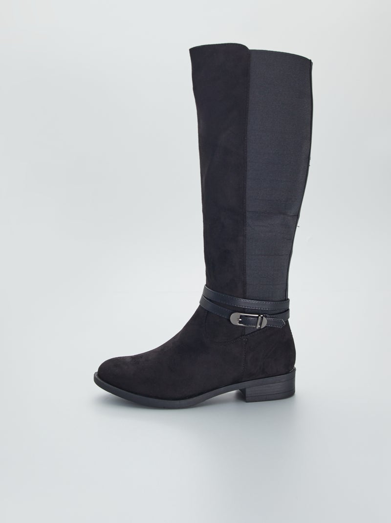 Bottes style cavalier en suédine noir - Kiabi