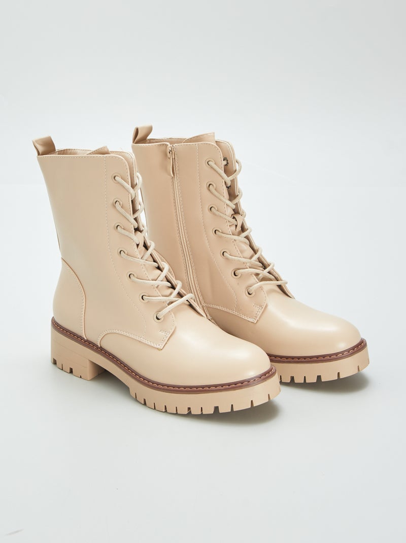 Bottes style rangers Beige - Kiabi