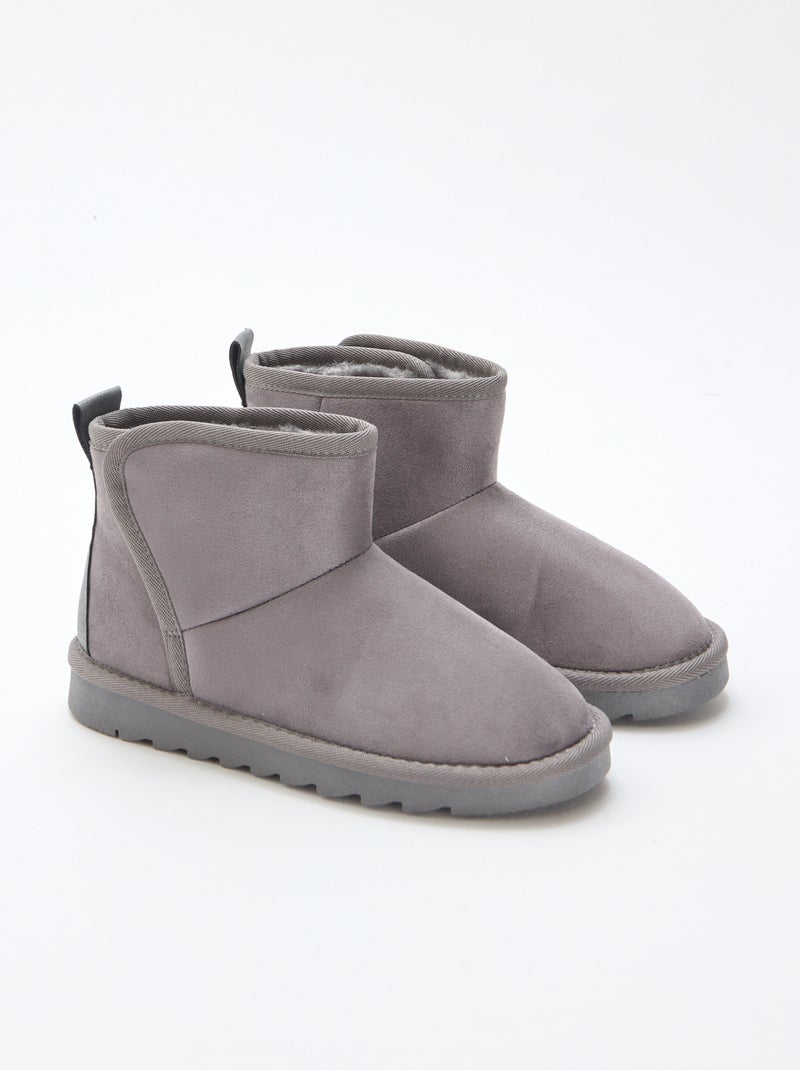 Bottes style sudédois en ubuck Gris - Kiabi