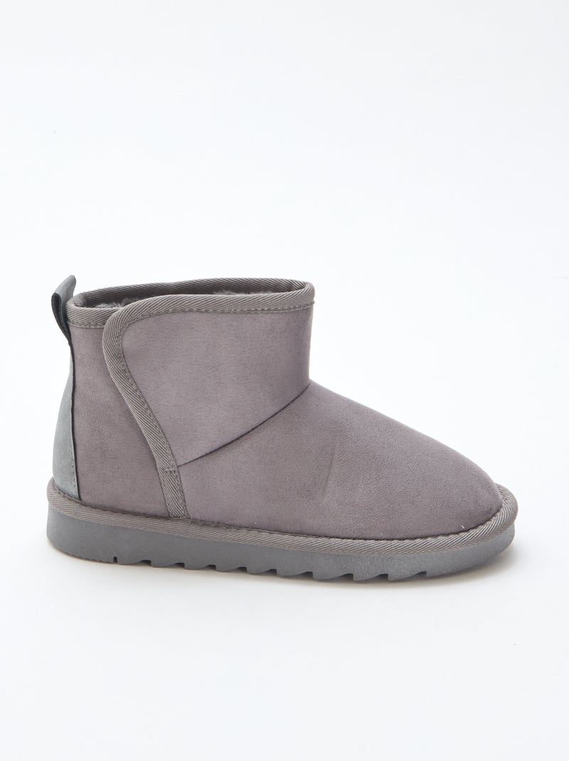 Bottes style sudédois en ubuck Gris - Kiabi