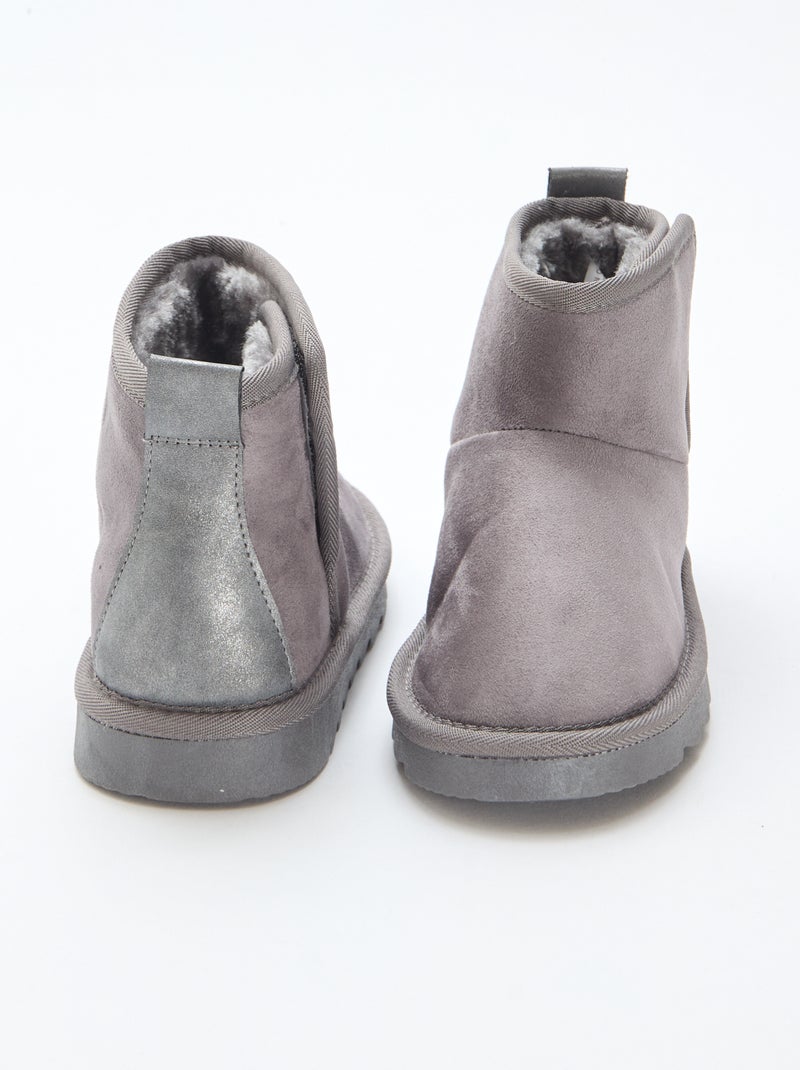 Bottes style sudédois en ubuck Gris - Kiabi
