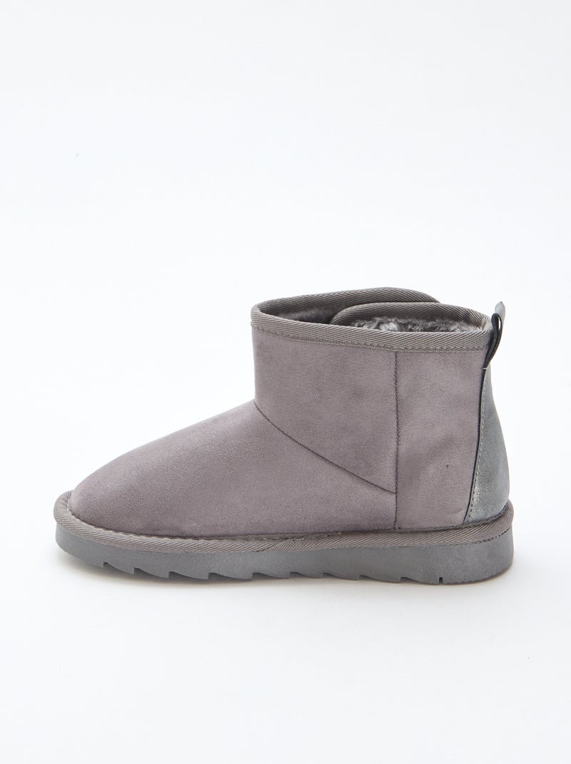 Bottes style sudédois en ubuck Gris - Kiabi