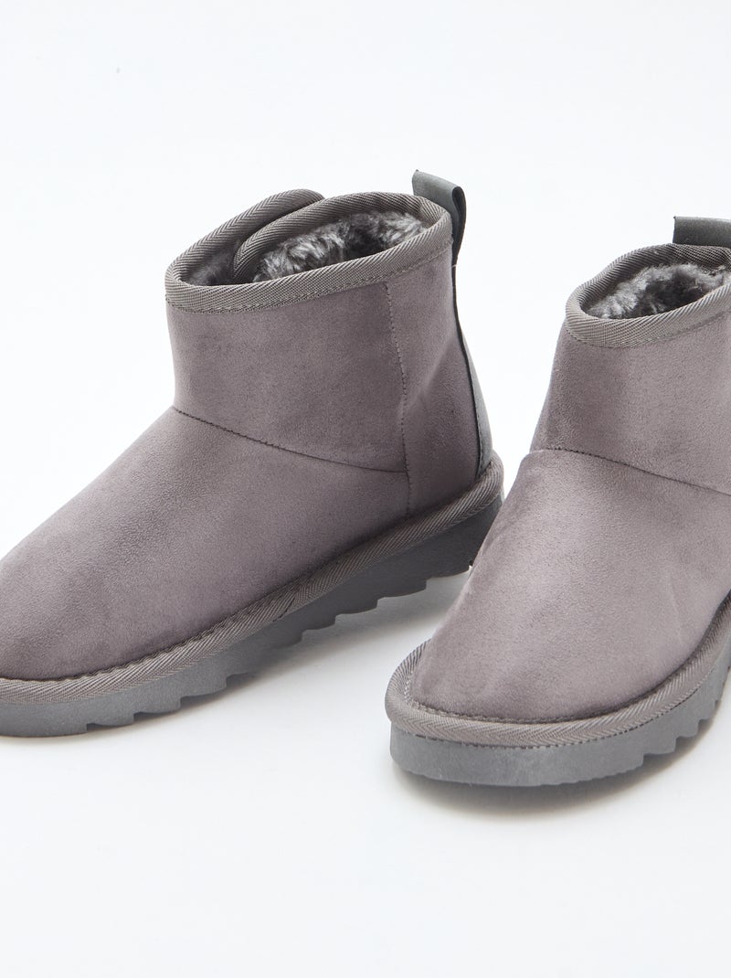 Bottes style sudédois en ubuck Gris - Kiabi