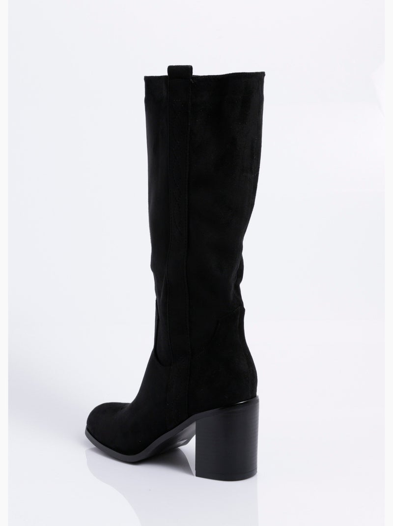 Bottes suédine bout rond thème western - afibel Noir - Kiabi