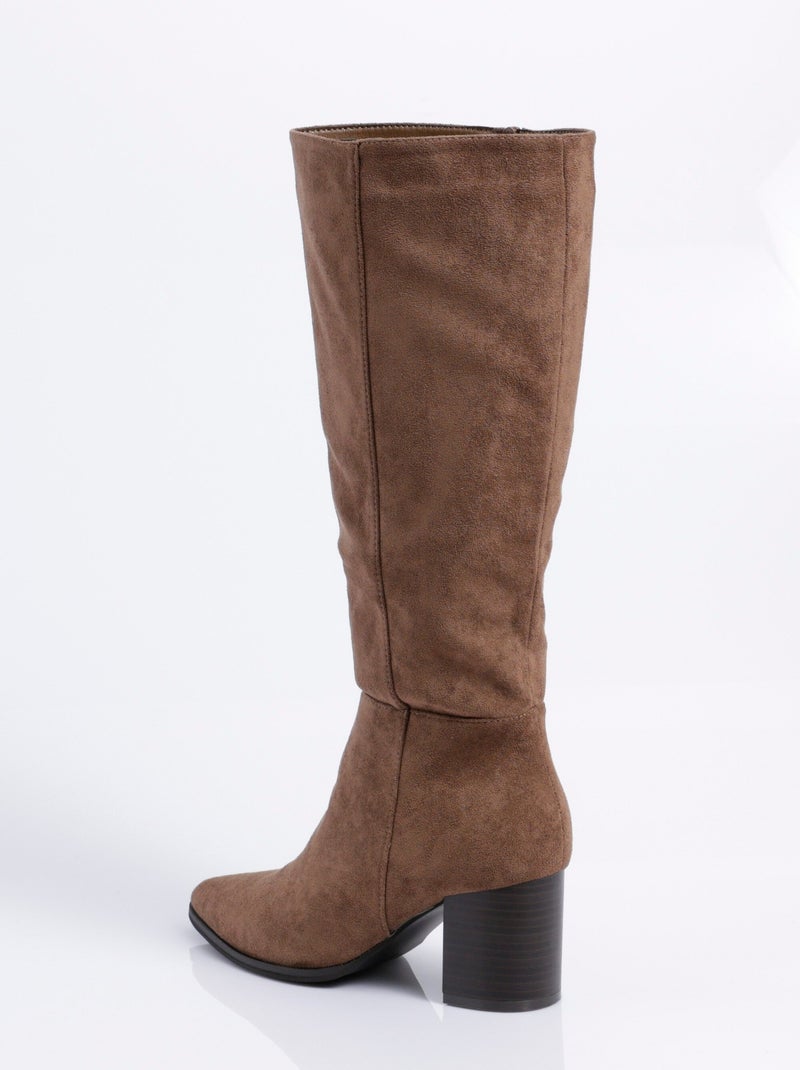 Bottes suédine pointues à talon - AFIBEL Taupe - Kiabi