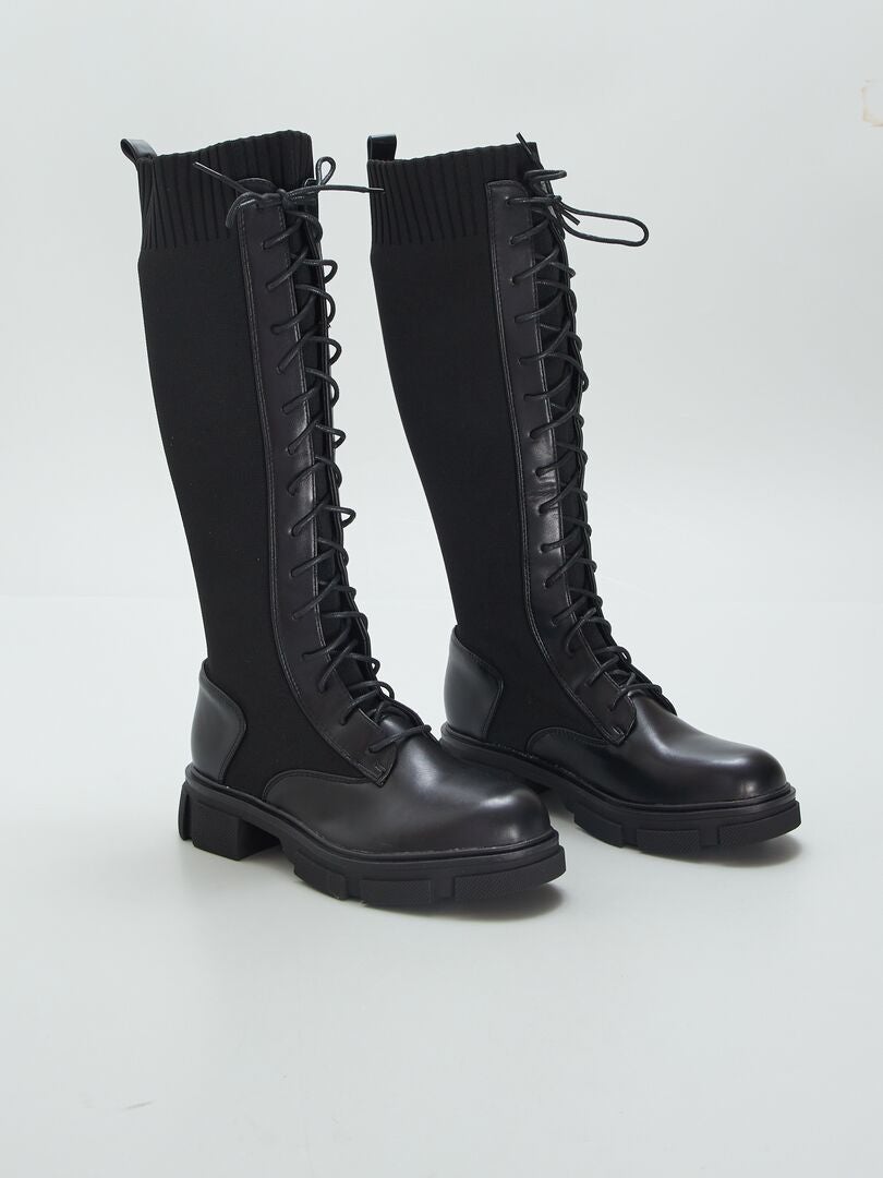 Bottes tige haute Noir - Kiabi