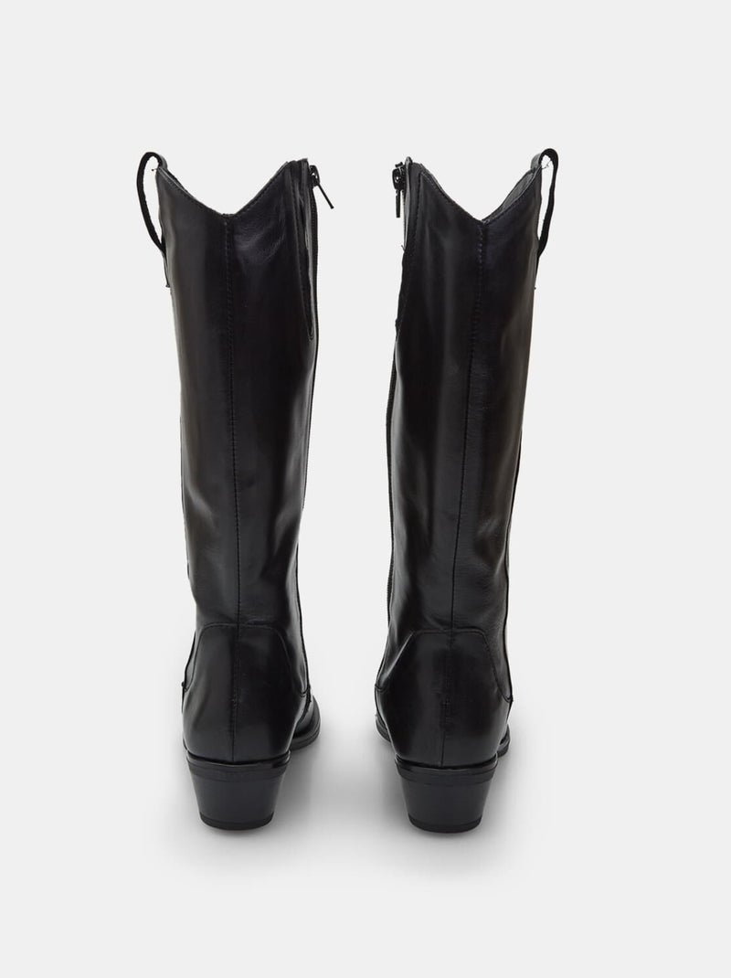 Bottes Western confortables  BATA en cuir Noir - Kiabi