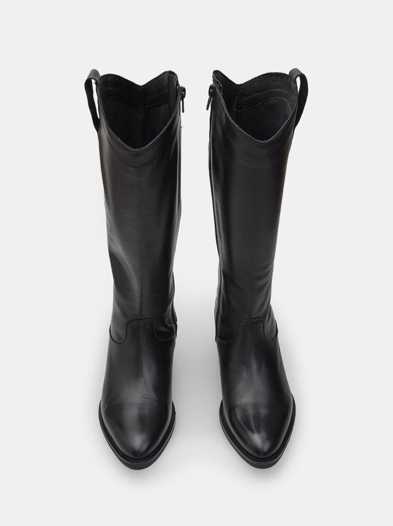 Bottes Western confortables  BATA en cuir Noir - Kiabi