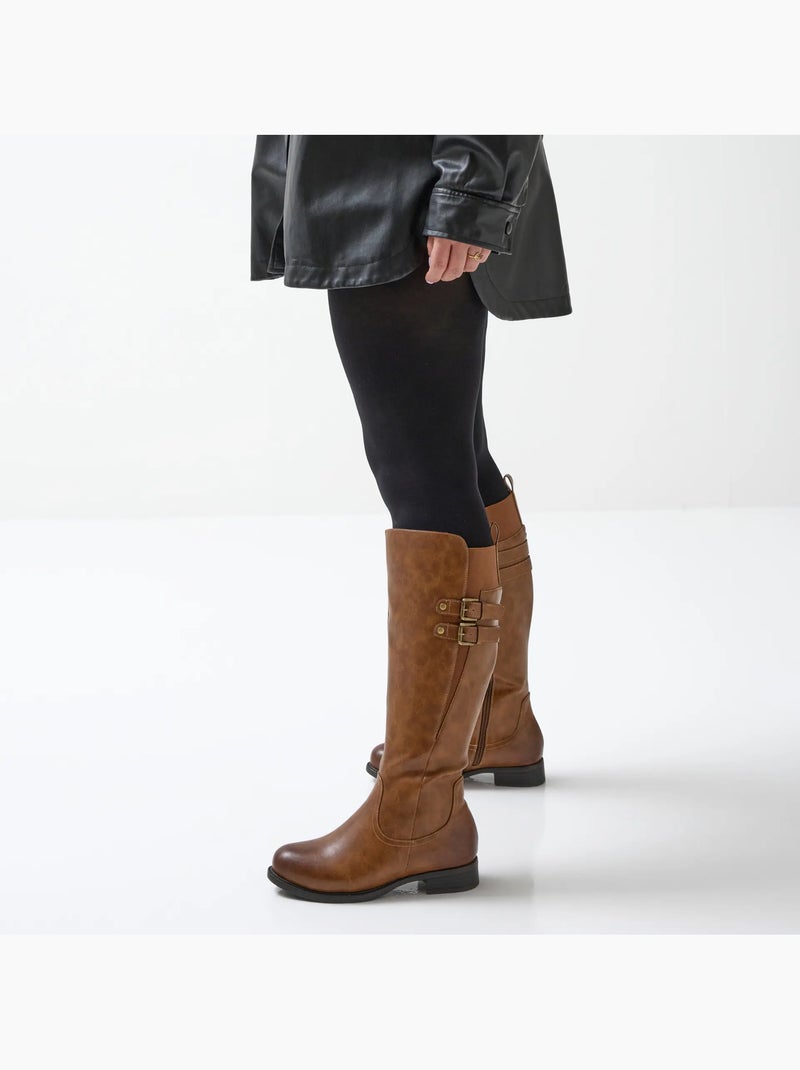 Bottes XL à mollet large - Modèle banane Marron clair - Kiabi