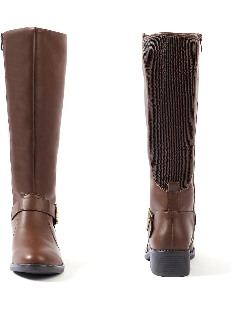 Bottes XL à mollet large - Modèle Kiwi Marron foncé - Kiabi