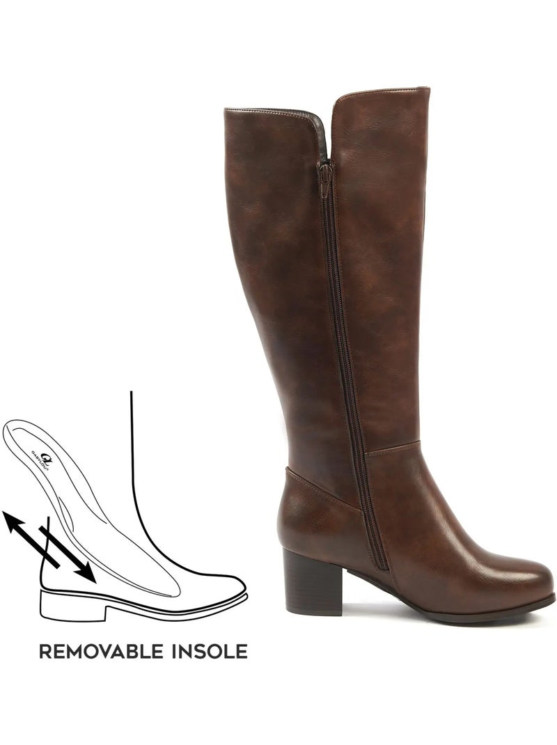 Bottes XL à mollet large - Modèle Pomelo Marron foncé - Kiabi