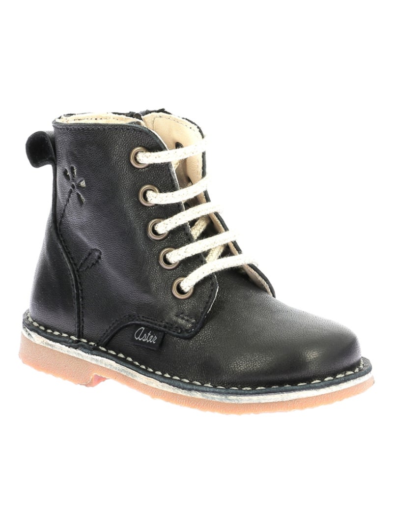 Bottillons Cuir Abotine Aster Noir - Kiabi