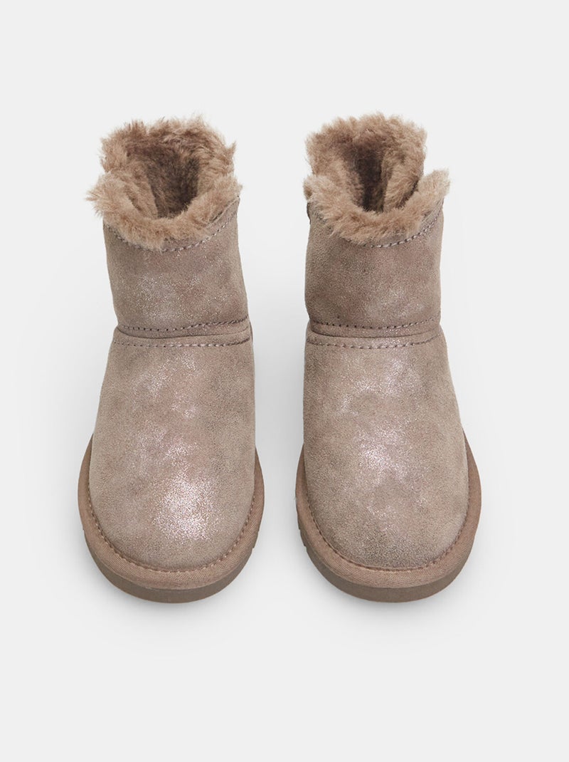 Bottillons en suède avec nœud BATA Taupe - Kiabi