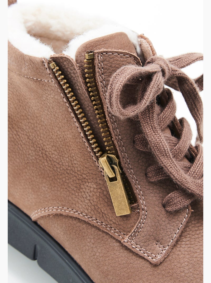 Bottillons zippés à lacets thermolactyl - damart Marron - Kiabi