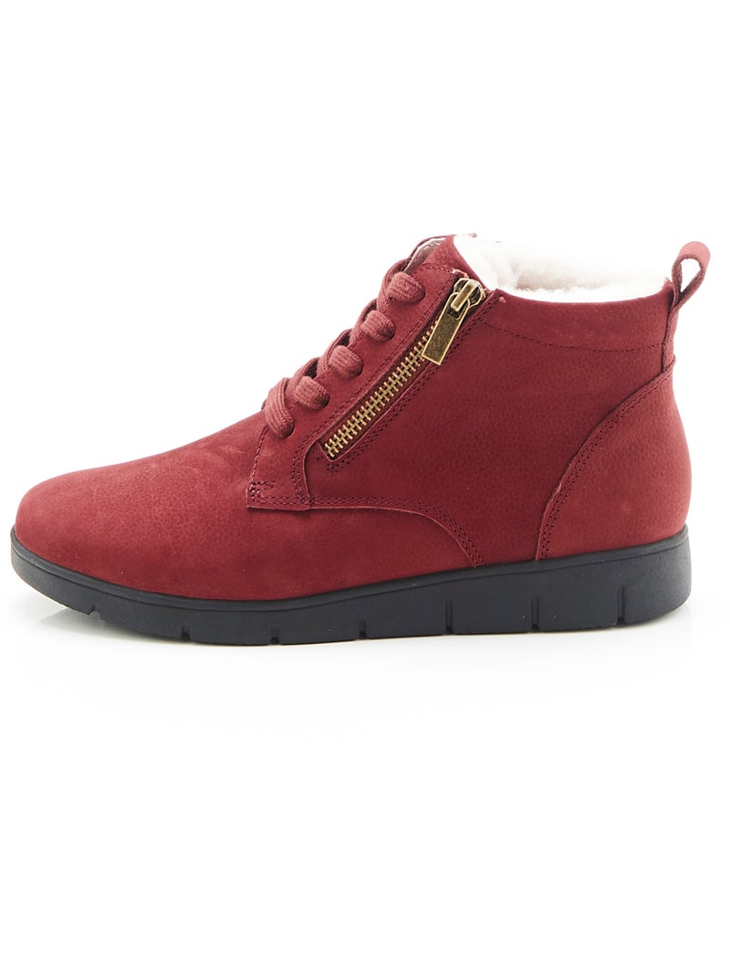 Bottillons zippés à lacets Thermolactyl - Damart Rouge - Kiabi