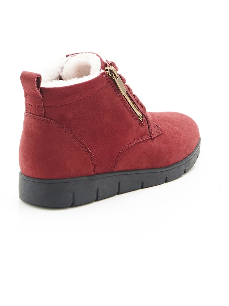 Bottillons zippés à lacets Thermolactyl - Damart Rouge - Kiabi