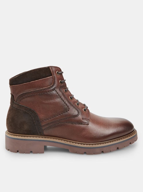 Bottine à lacets en cuir bata - Kiabi