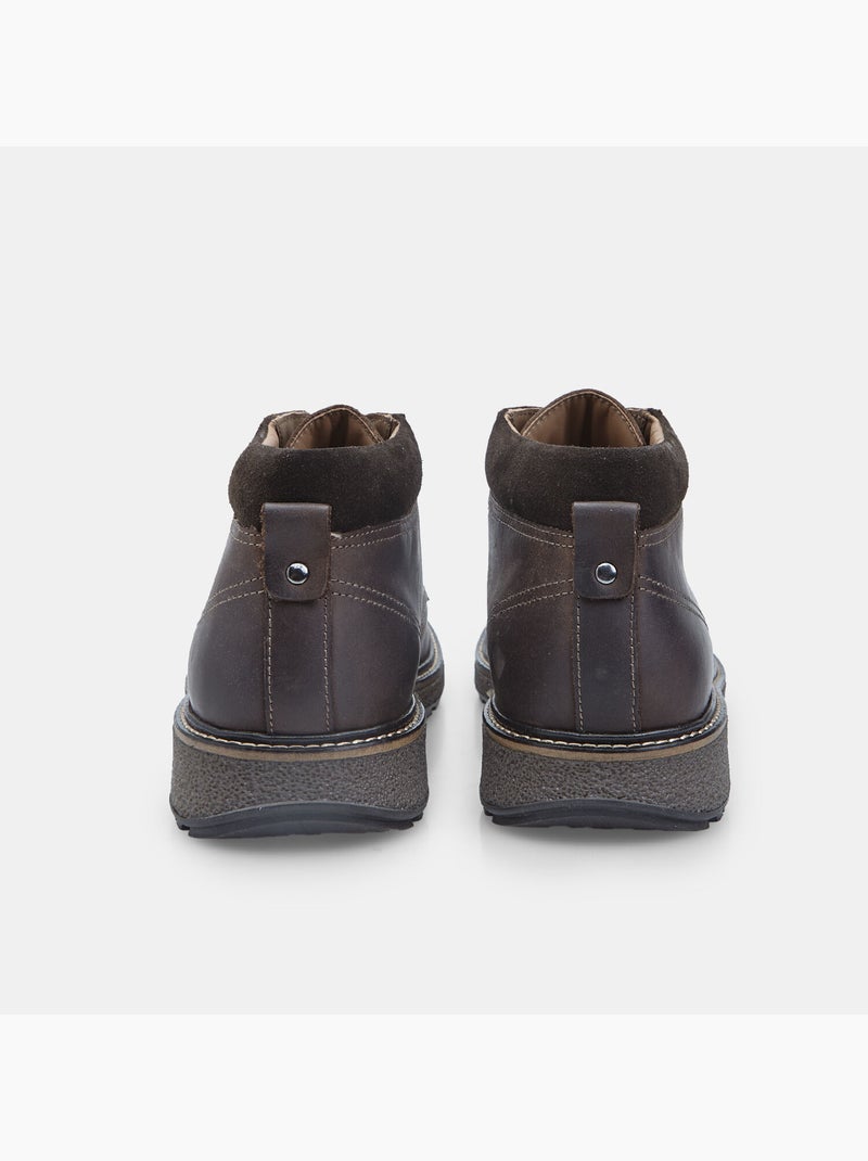 Bottine à lacets en cuir Bata Marron - Kiabi