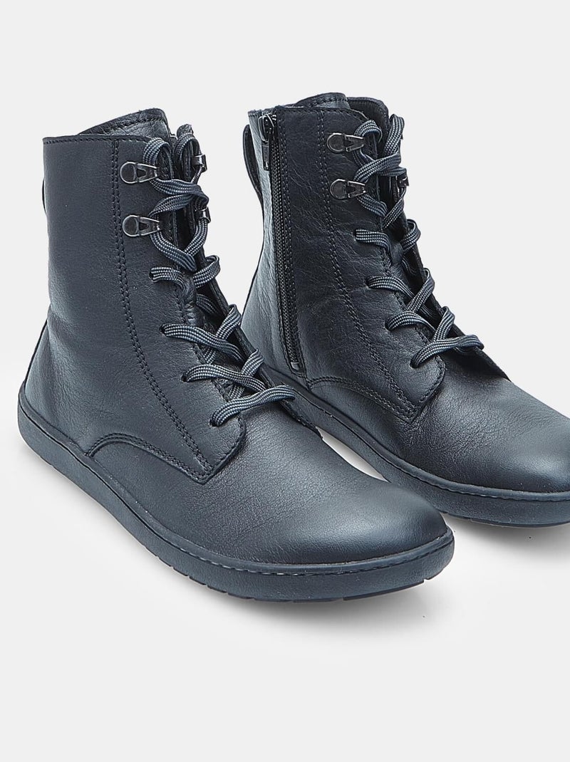 Bottine à lacets en cuir Bata Noir - Kiabi