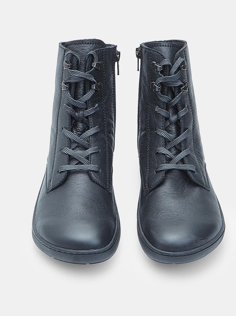 Bottine à lacets en cuir Bata Noir - Kiabi
