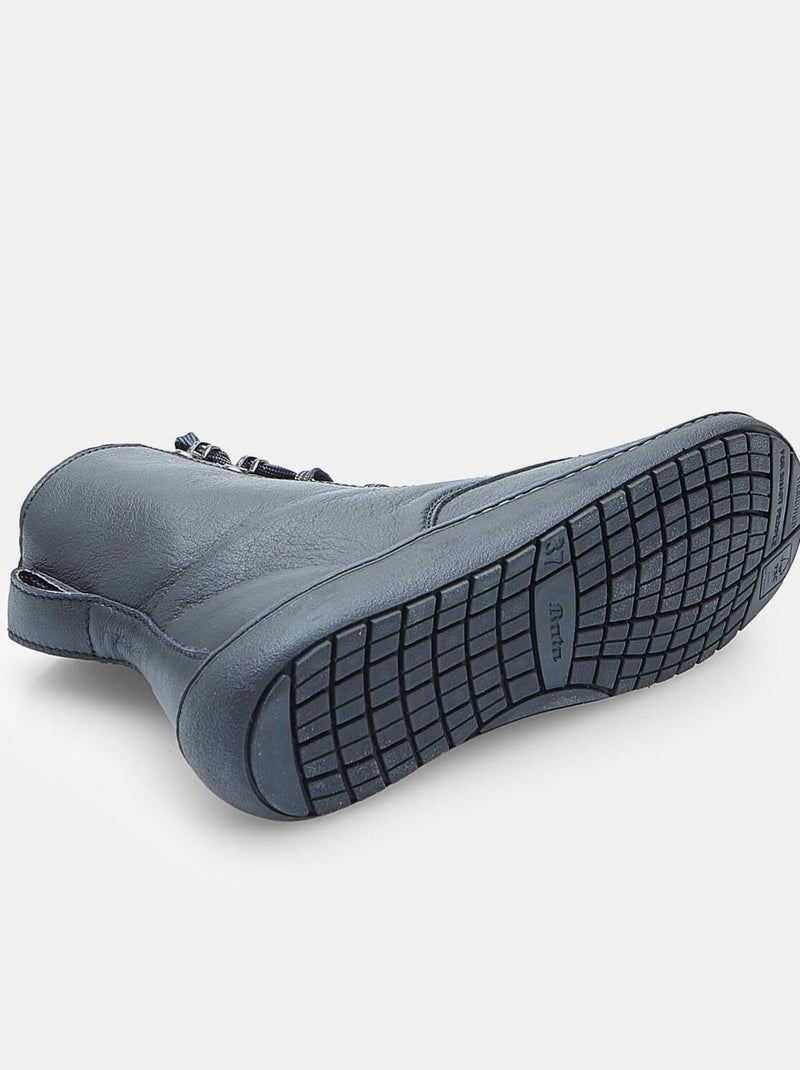 Bottine à lacets en cuir Bata Noir - Kiabi