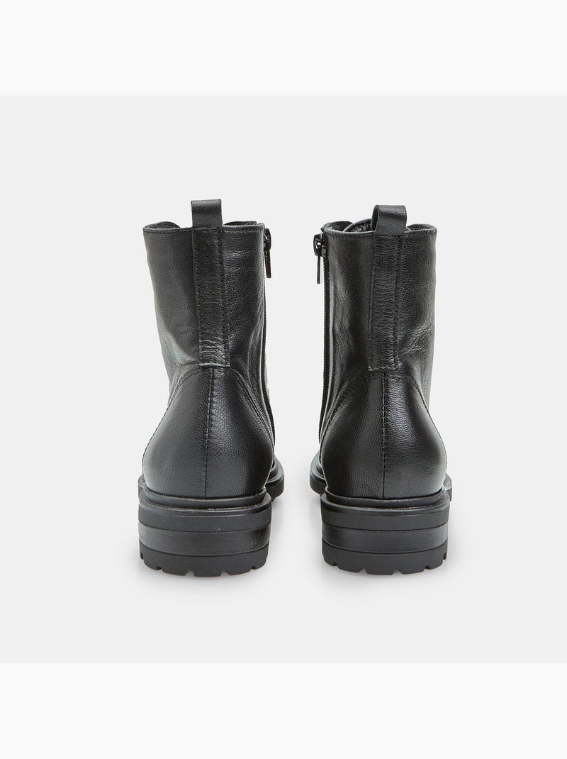 Bottine à lacets en cuir Bata Noir - Kiabi