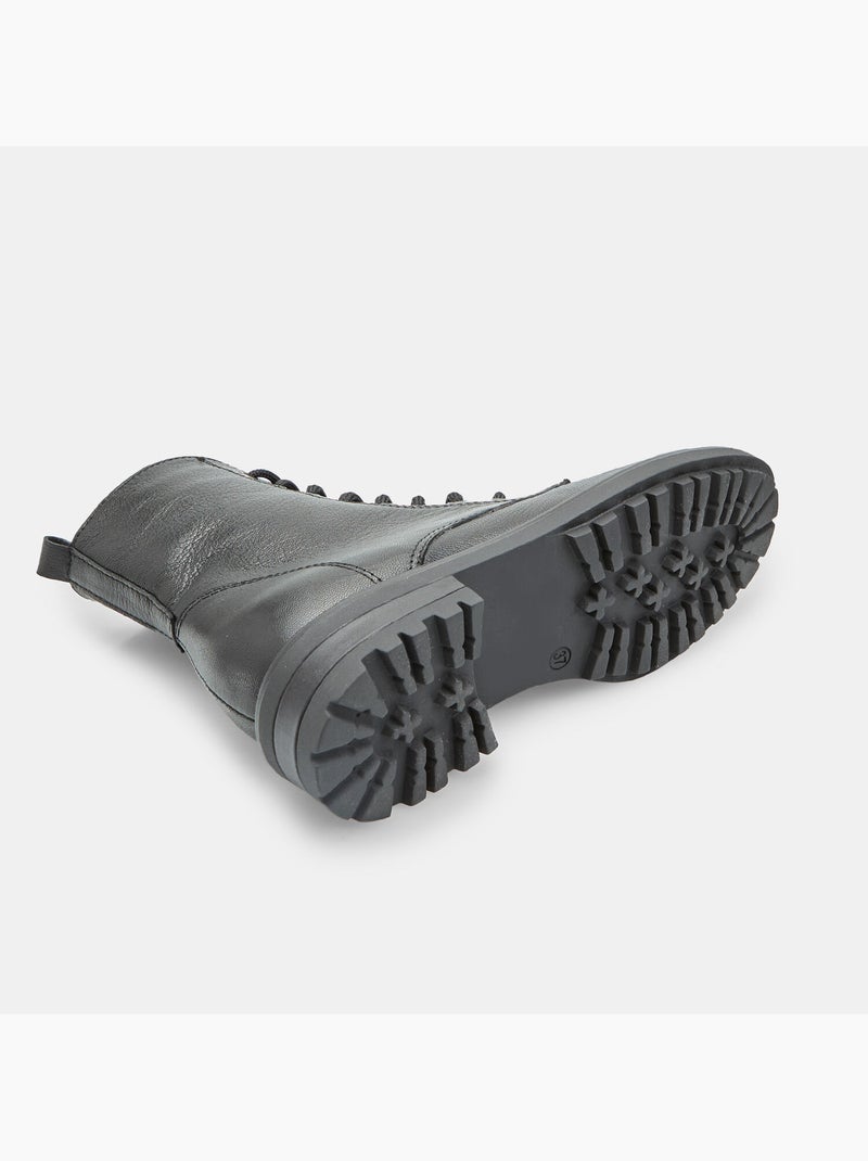 Bottine à lacets en cuir Bata Noir - Kiabi