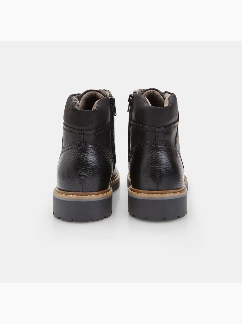 Bottine à lacets en cuir Bata Noir - Kiabi
