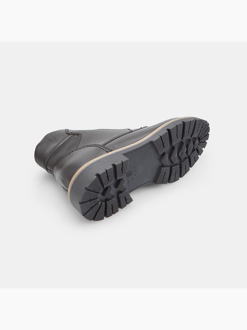 Bottine à lacets en cuir Bata Noir - Kiabi