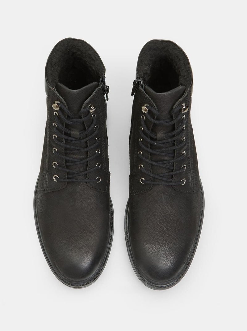 Bottine à lacets en cuir confortables  BATA Noir - Kiabi