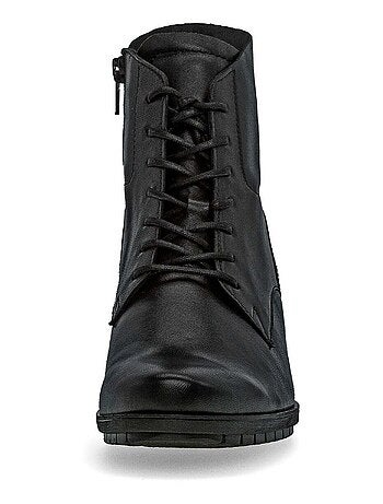 Bottine à lacets en cuir lisse