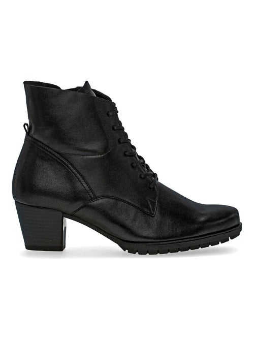 Bottine à lacets  en cuir lisse - Kiabi