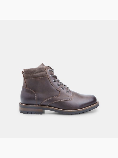 Bottine à lacets en cuir - Kiabi