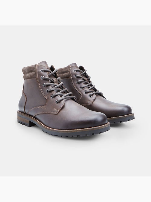 Bottine à lacets en cuir - Kiabi